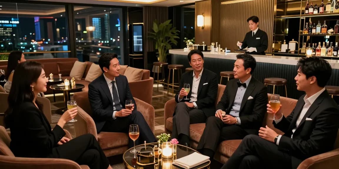 강남 구구단에서 고급스러운 분위기 속에 즐거운 시간을 보내는 고객들 모습