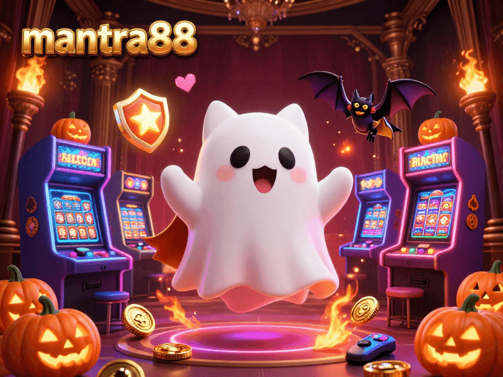 Experience the thrill of winning slots at mantra88 with a lively casino scene featuring engaging characters.
