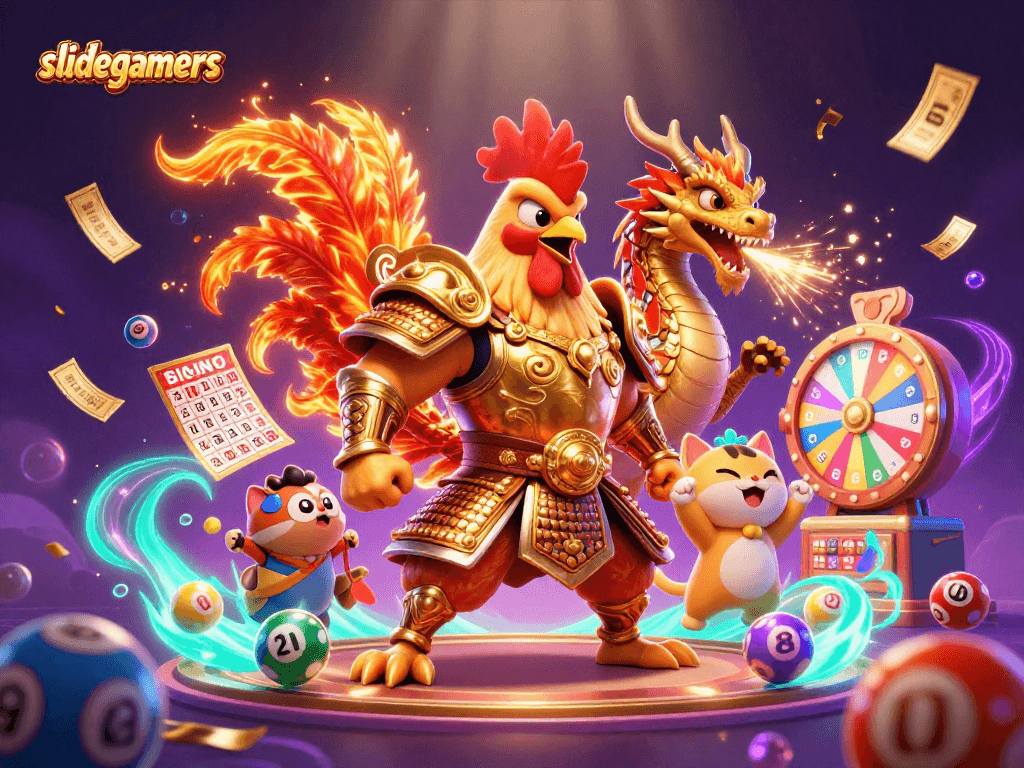 Engage in thrilling gameplay at slidegamers with dynamic dragons, vibrant lottery balls, and action-packed elements!