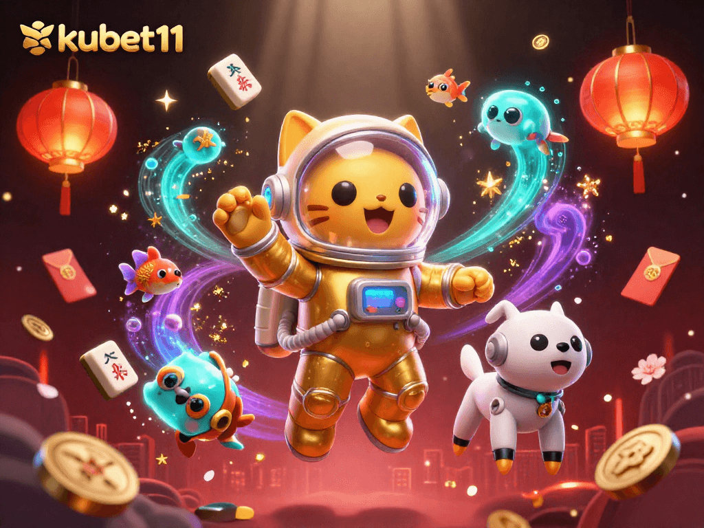 Engage with kubet11's thrilling experience through this vibrant casino-themed illustration.