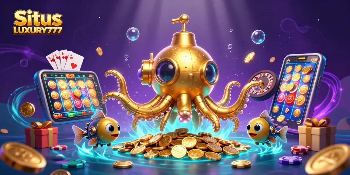 Situs LUXURY777 merayakan keberuntungan dengan ilustrasi permainan slot yang dinamis dan menggiurkan.