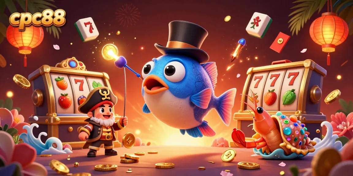 Experience top-rated gaming with cpc88, featuring a vibrant scene of slots and characters!