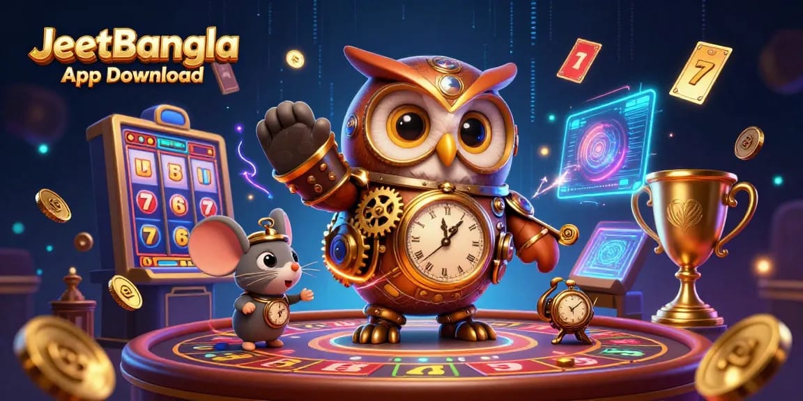 Experience the thrill with JeetBangla App Download, featuring engaging steampunk casino characters and dynamic gaming elements.