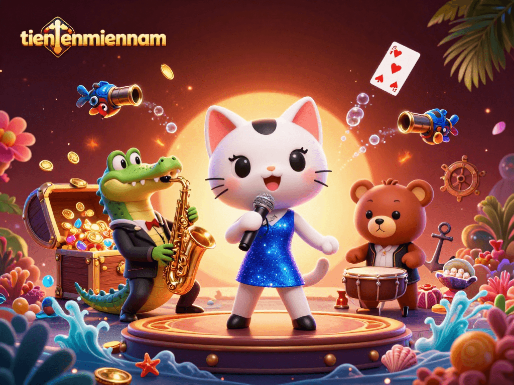 Engage in exciting gameplay with tienlenmiennam featuring vibrant casino characters and dynamic treasures.