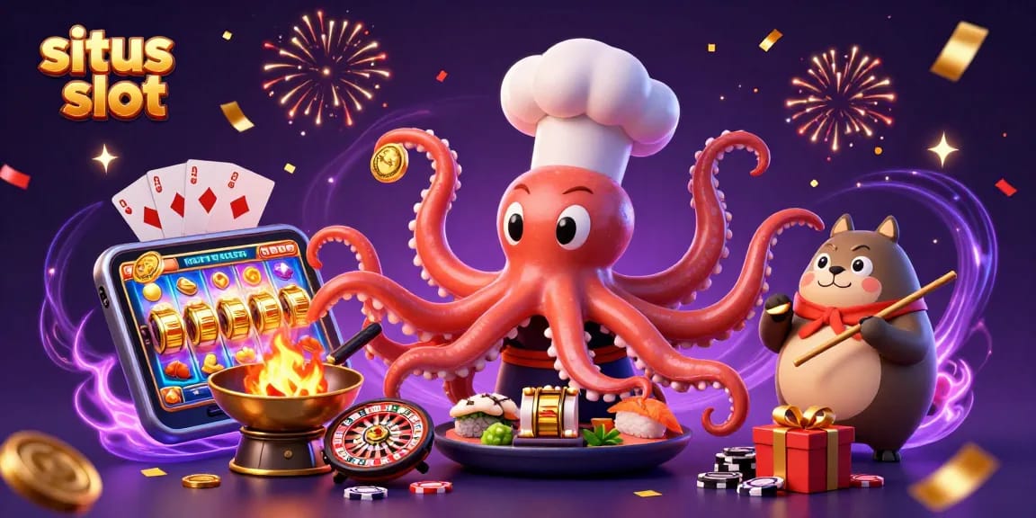 Experience fun slot action with situs slot in a vibrant and dynamic casino scene.