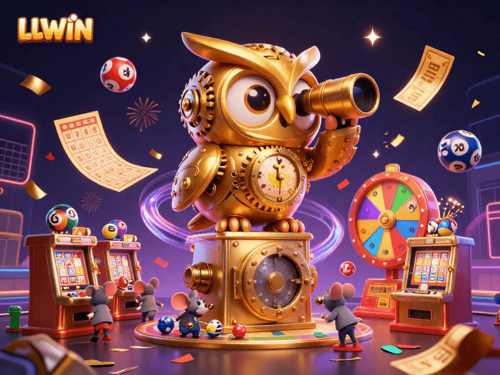 Spin to win with LLWIN's vibrant gaming atmosphere and engaging characters in a dynamic casino scene.