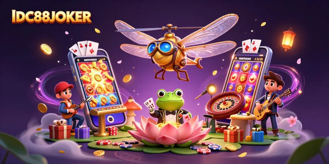 Play engaging casino games at IDC88JOKER with vibrant slots and lively card dealers.