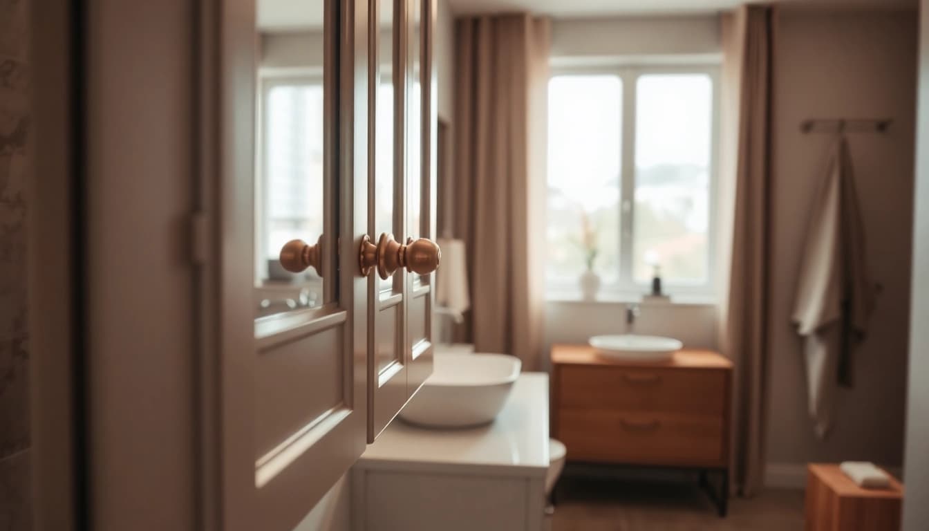 Praktischer spiegelschrank bad mit modernem Design in einem eleganten Badezimmer.
