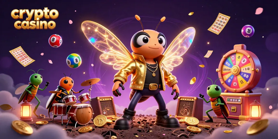 Participa en el crypto casino con la increíble banda de personajes de casino mientras celebran premios vibrantes.