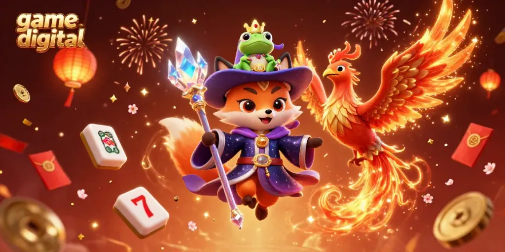 Experience thrilling game digital adventures with vibrant casino-themed characters in a magical scene.