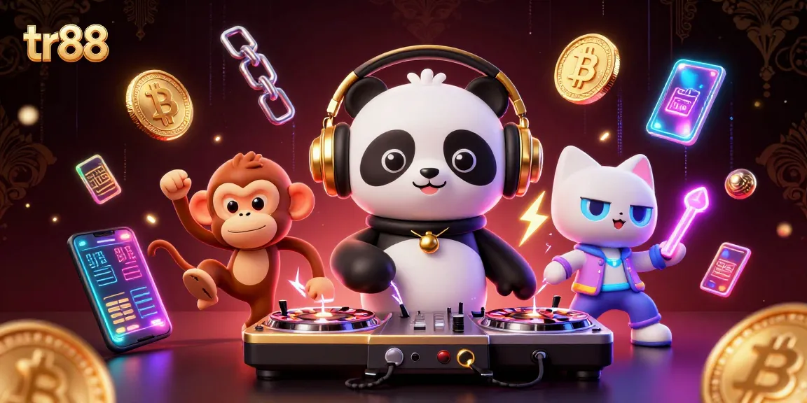 Experience thrilling gaming action at tr88 with a dynamic 3D casino scene featuring engaging characters.