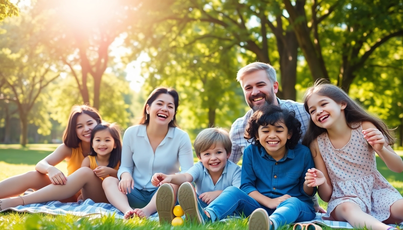Engaged family photographer capturing warm moments during an outdoor family session.