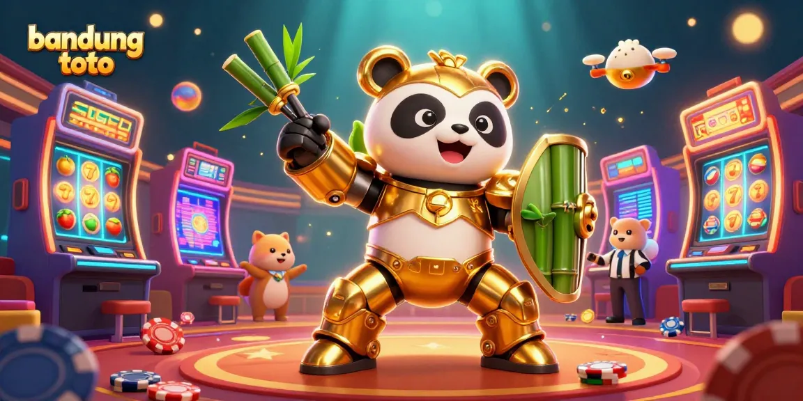 Engage in thrilling gameplay at bandung toto with a golden panda in a colorful casino arena.