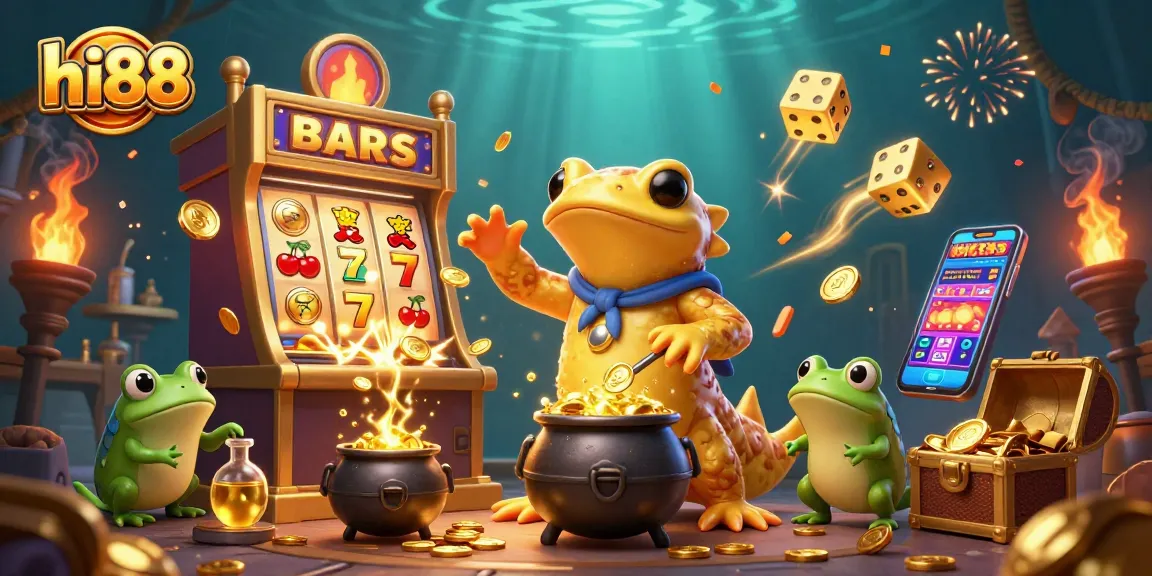 Hi88's vibrant casino scene showcases the golden alchemy of gaming, with rich rewards bursting forth.