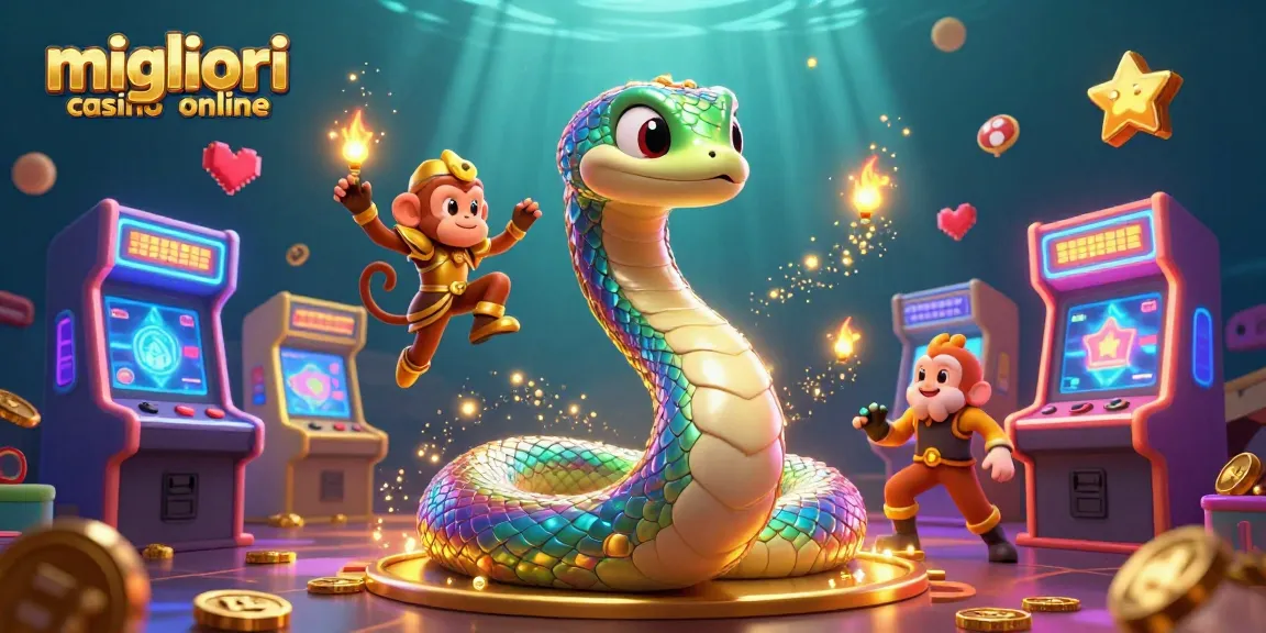 I migliori casino online con simboli di gioco avvincenti e elementi luminosi in un'illustrazione vivace.