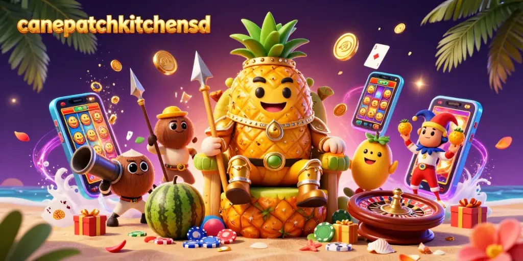 Join the excitement at canepatchkitchensd, featuring a vibrant 3D illustration of a casino beach scene with lively characters and dynamic gaming elements.