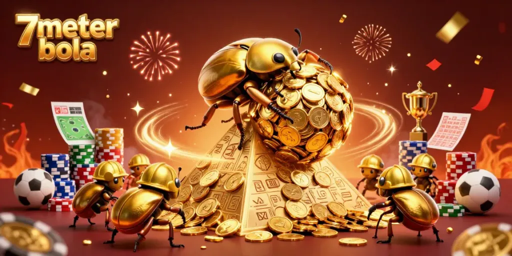 Engage in thrilling online sports betting with 7meter bola surrounded by dynamic gaming elements.