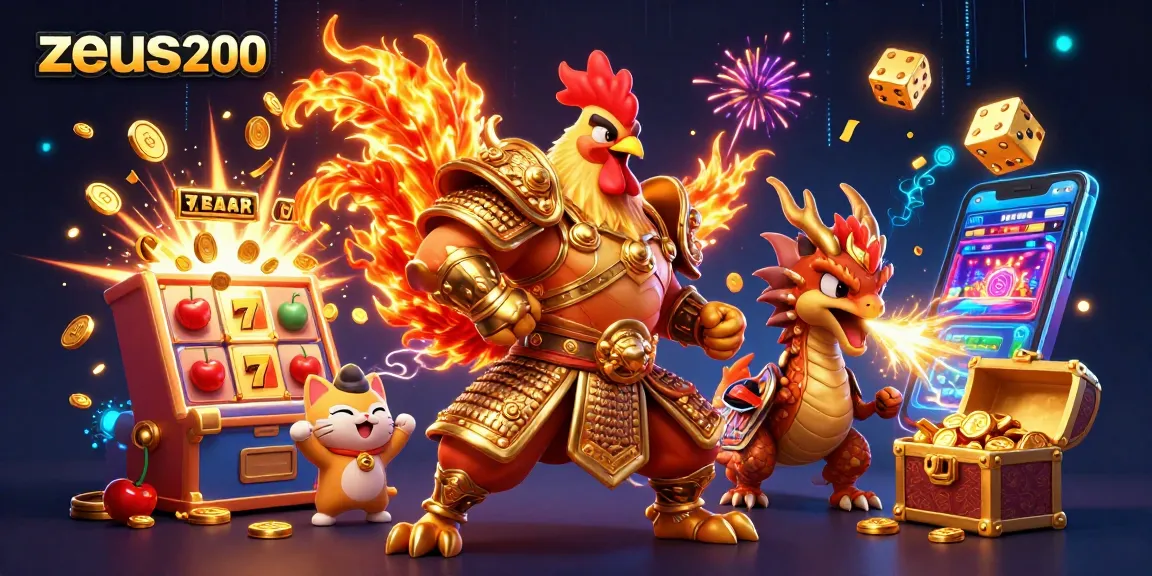 zeus200 memicu jackpot dalam ilustrasi bertema kasino yang megah dan penuh warna