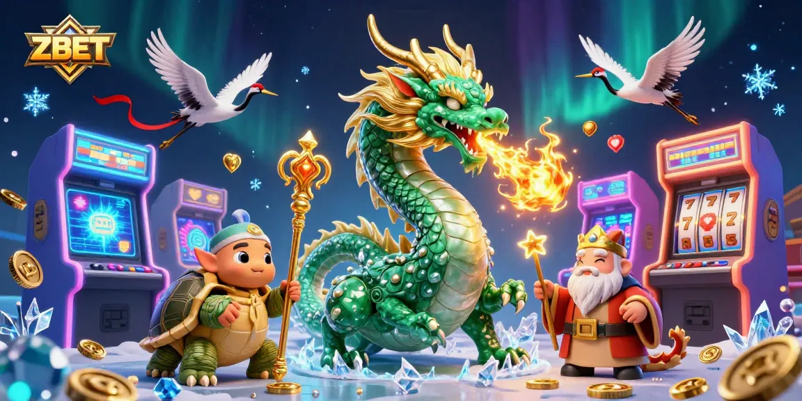 ZBET offers an exhilarating casino experience with a jade dragon, turtle sage, and lucky cranes in an enchanting 3D scene.