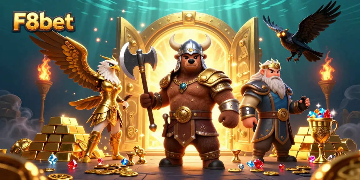 Engage with F8bet's thrilling gaming adventure, featuring an exciting Viking and Valkyrie scene