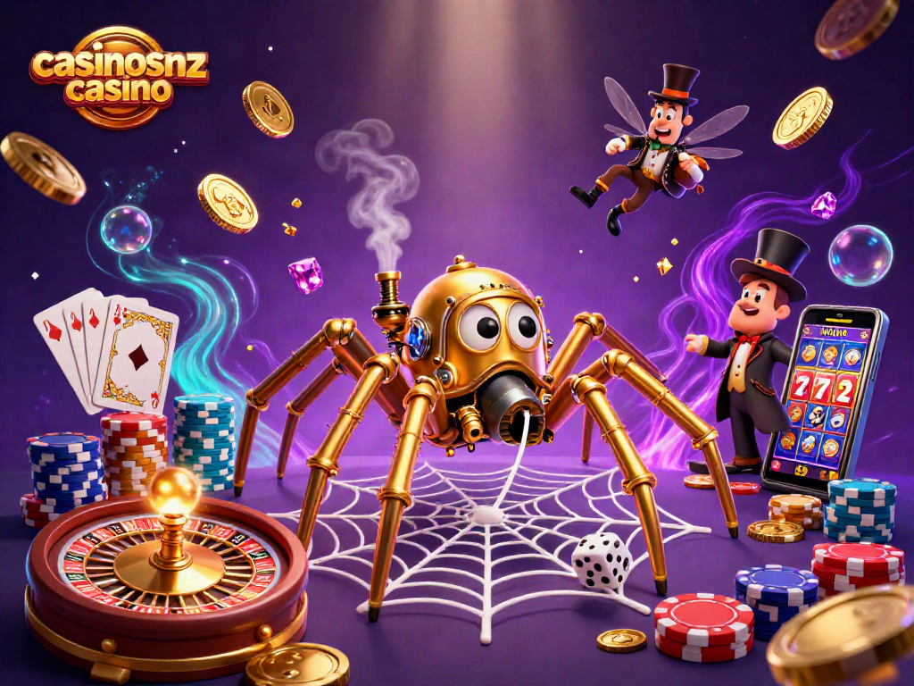 Engage with the thrilling world of casinosnz casino in this dynamic and colorful 3D illustration.