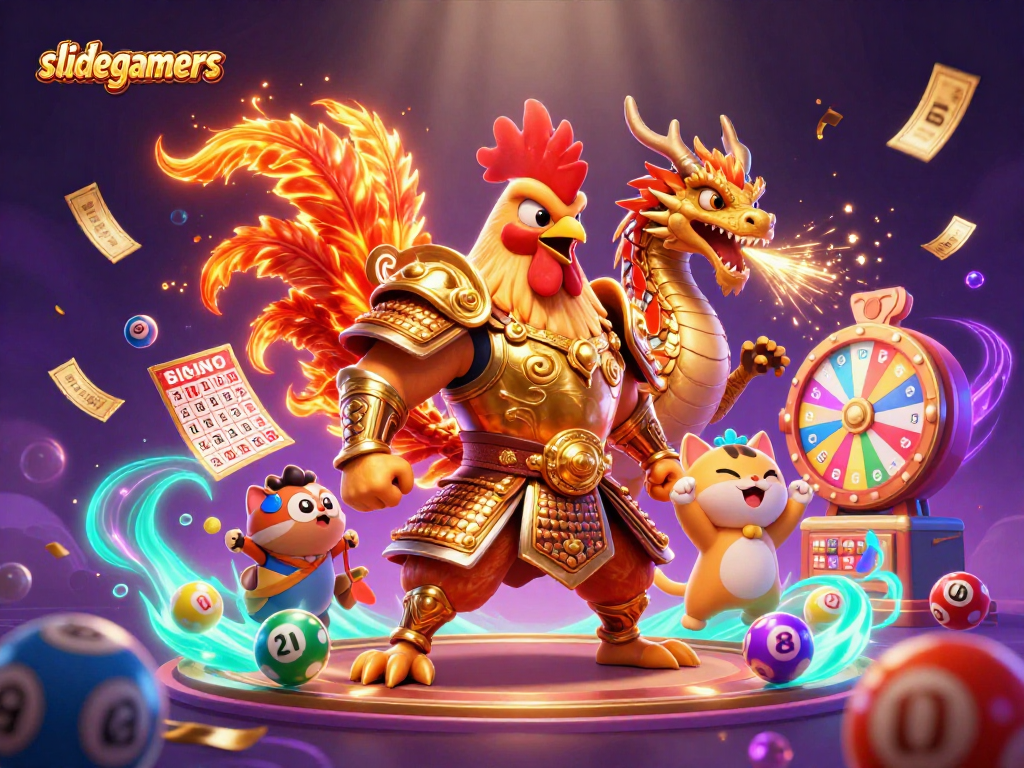 Engage in thrilling gameplay at slidegamers with dynamic dragons, vibrant lottery balls, and action-packed elements!