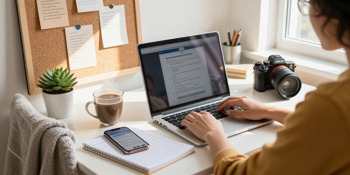 Visit our blog to explore the cozy workspace of a dedicated blogger creating content with inspiration.