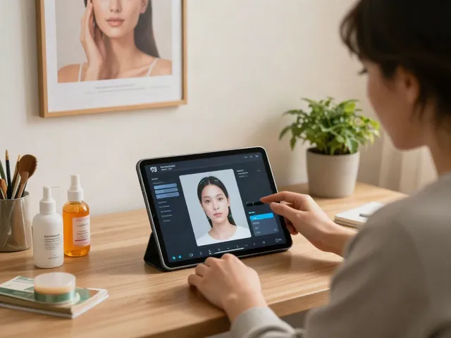 Alternatives to QOVES explored through an AI facial analysis app in a cozy home office.