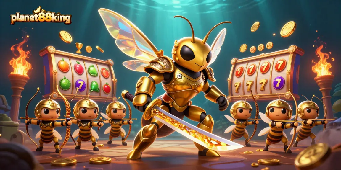Engage with the exciting gameplay of planet88king featuring vibrant slot machines and golden gaming elements.