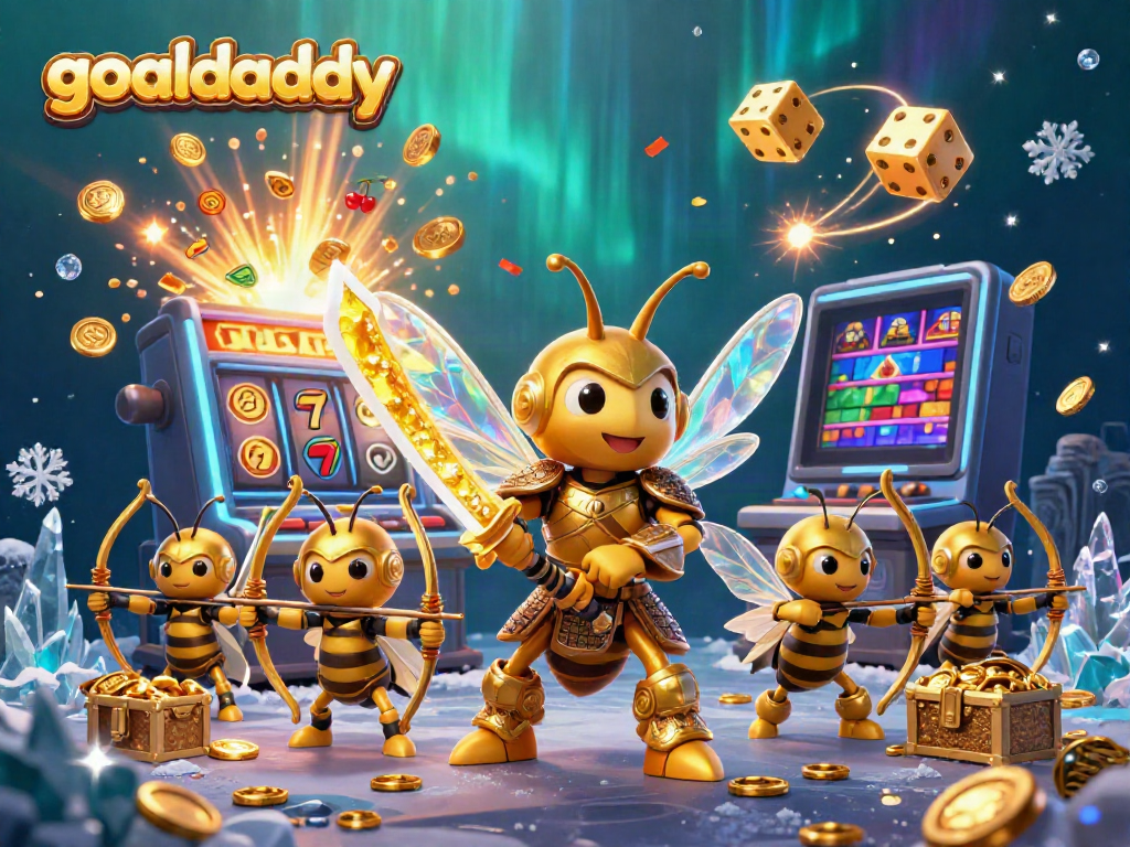 Experience lively goaldaddy thrills with colorful slot machines, golden dice, and vibrant casino elements.