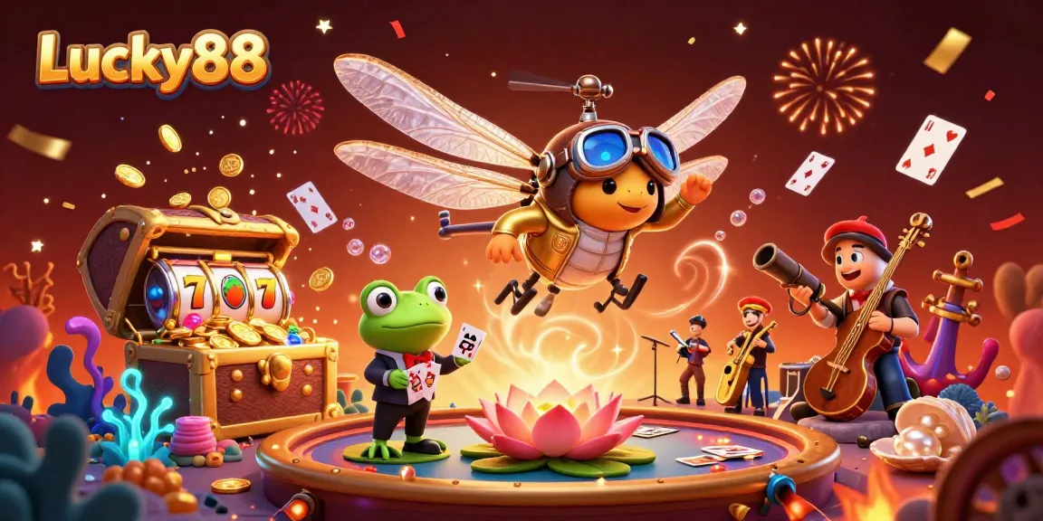 Experience thrilling gameplay with Lucky88, featuring a vibrant casino scene filled with action and excitement.