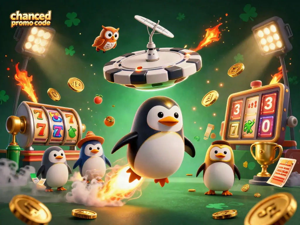Win big with the chanced promo code, soaring through a vibrant casino universe of gold coins and slots.