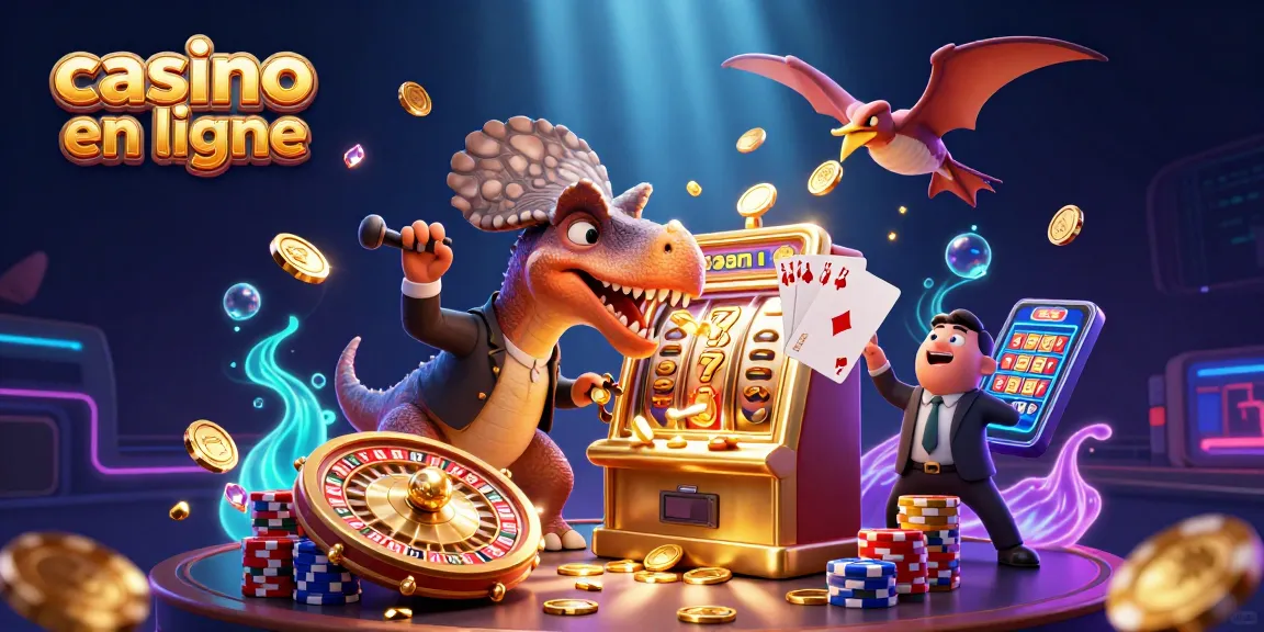 Illustration dynamique de casino en ligne avec un pachycéphalosaure et une machine à sous.