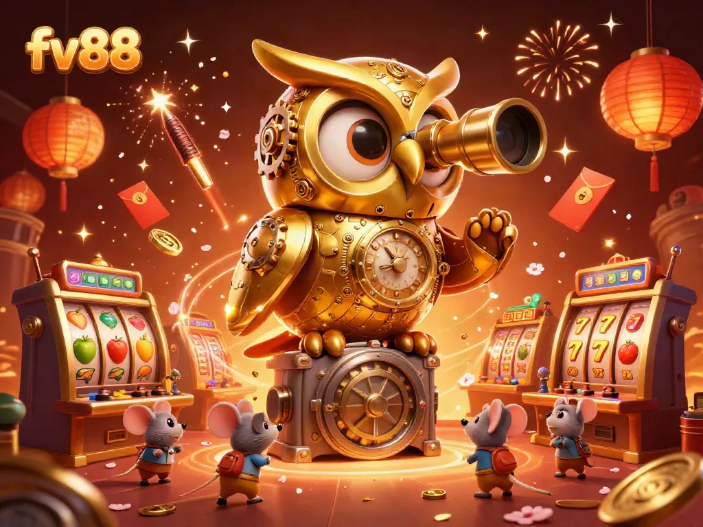Win big at fv88 with an ultra-detailed casino scene showcasing exciting slots and dynamic characters.