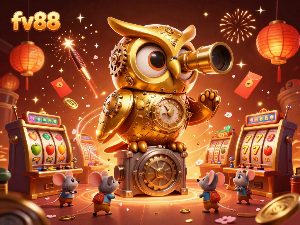 Win big at fv88 with an ultra-detailed casino scene showcasing exciting slots and dynamic characters.