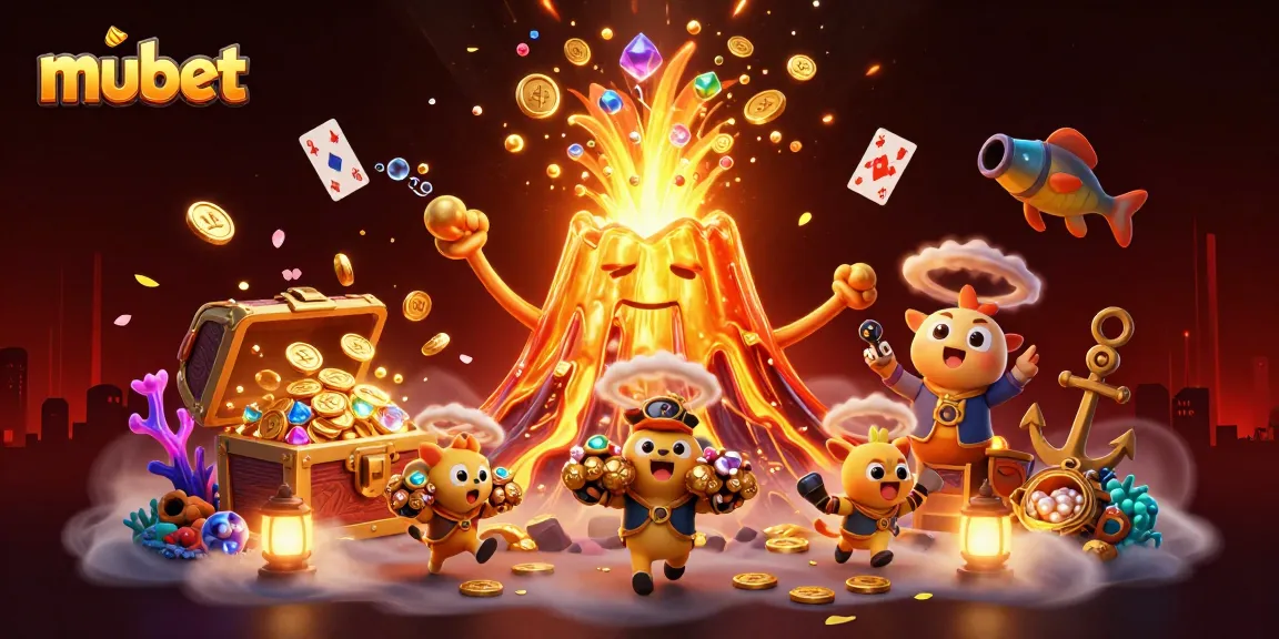 Experience thrilling treasures with mubet's gaming adventure in this vibrant 3D illustration.