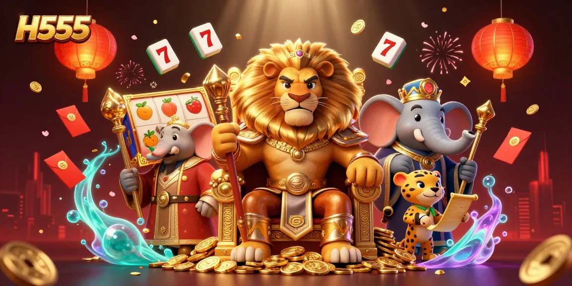H555 offers thrilling slot gaming opportunities with vibrant elements and captivating characters.