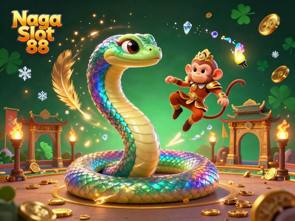 Play and win big on Naga Slot 88 with vibrant characters and dynamic casino elements!