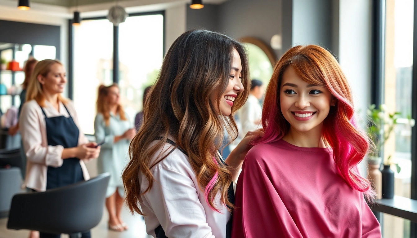 Experience award winning hair stylists in a vibrant salon showcasing exceptional hair transformations.