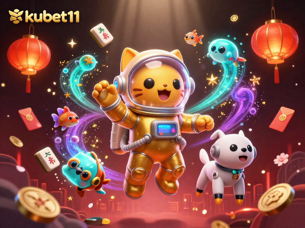 Engage with kubet11's thrilling experience through this vibrant casino-themed illustration.