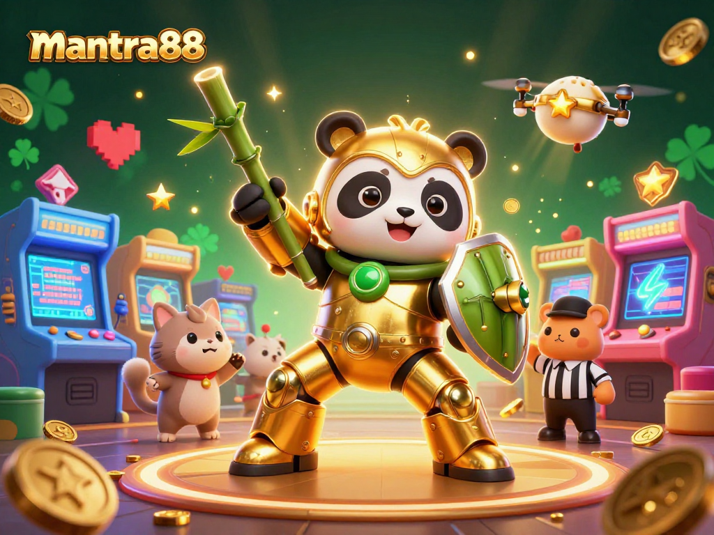 Experience thrilling gameplay at mantra88 with a golden panda pilot in a dynamic casino arena.