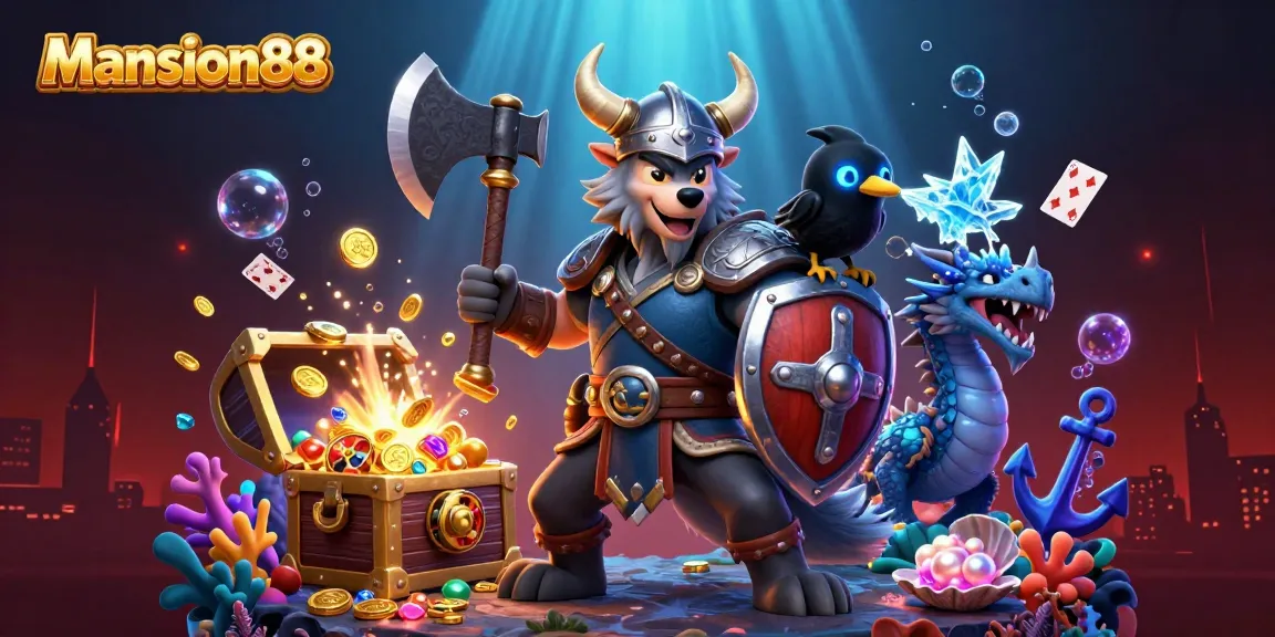 Engage with Mansion88's exciting world through this dynamic casino adventure illustration featuring thrilling game elements.