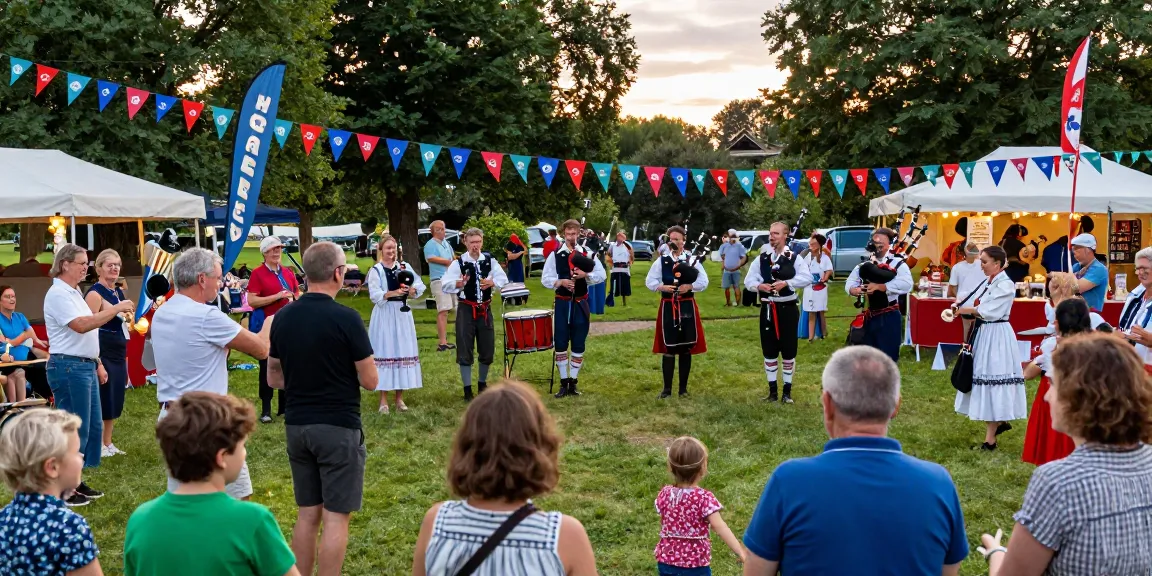 People enjoying traditional Breton music and dance at a summer park event featuring M98 สล๊อตเว็บตรง.
