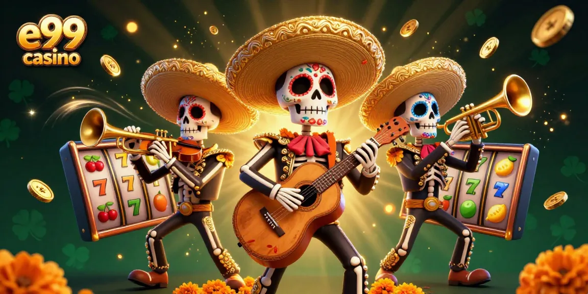 Spin to win with e99 casino's vibrant mariachi band and dynamic slot elements.