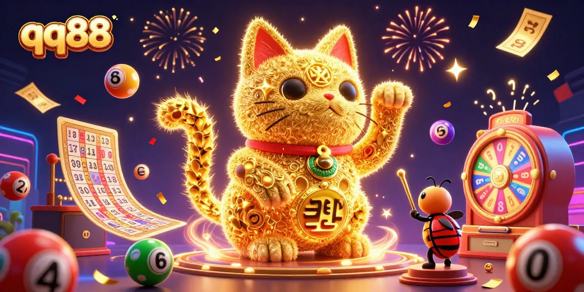 Experience the thrill at qq88 with vibrant gambling visuals of lucky symbols and festive elements.