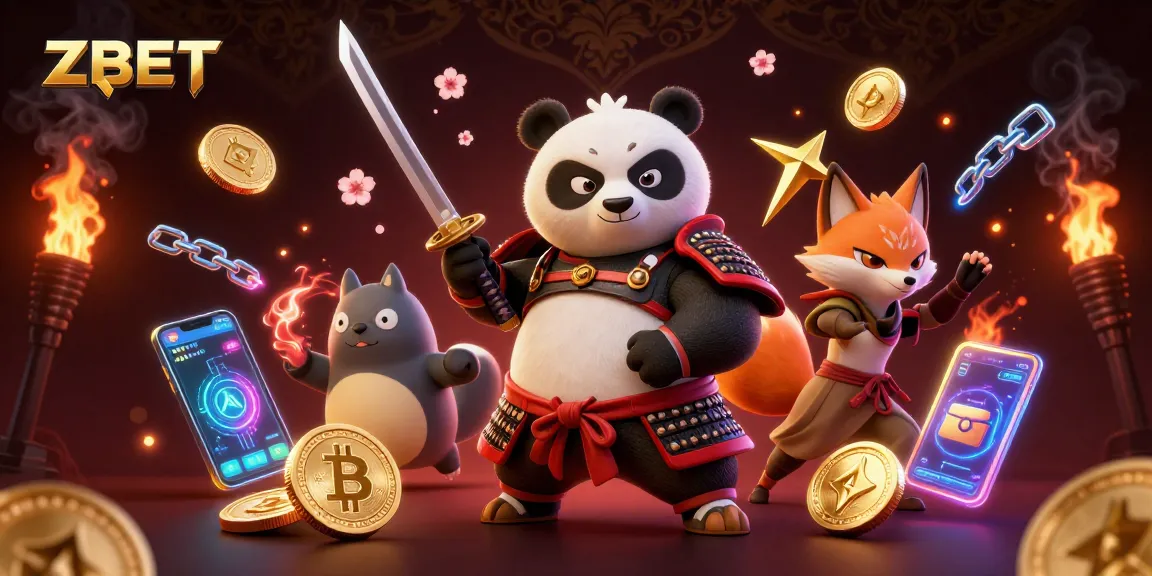 ZBET's dynamic characters engage in crypto gaming action with stunning visual elements.