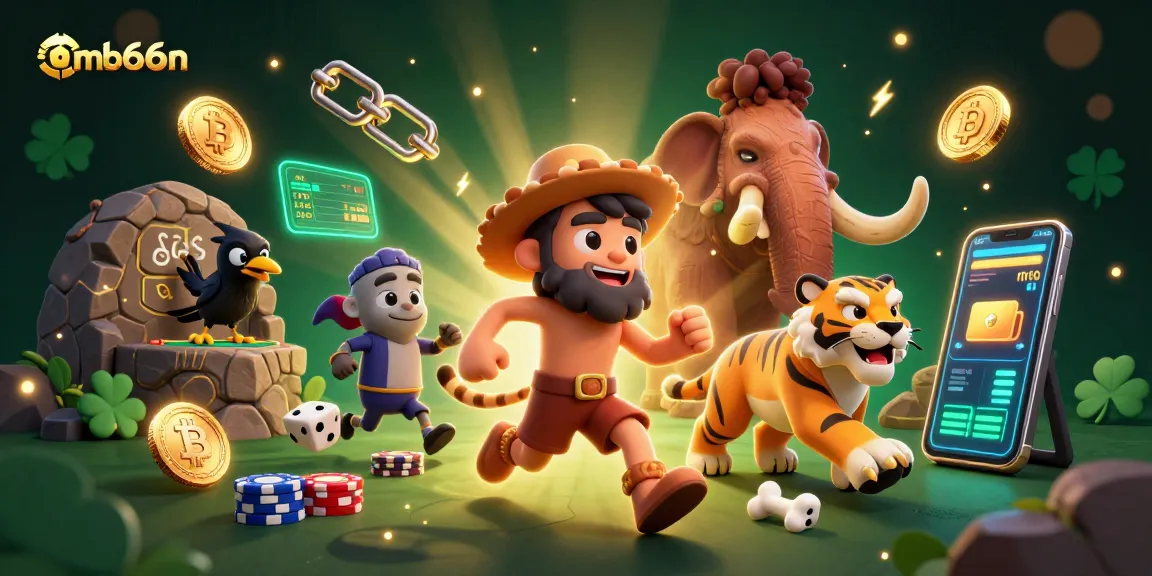 Engage with mb66an's thrilling 3D caveman casino, rich with neon crypto elements and exciting gameplay.