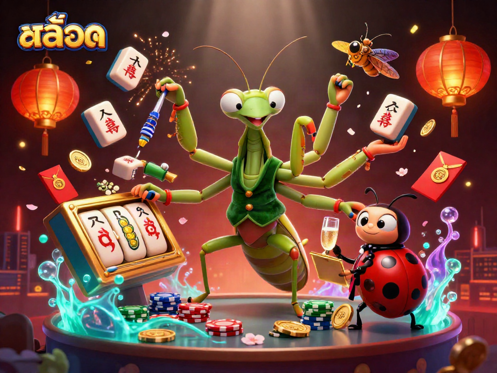 Spin the slots with excitement in this festive kazino scene featuring the keyword สล็อต.