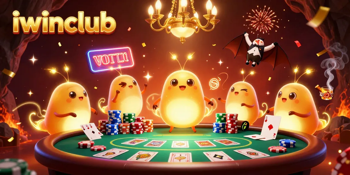 Join the excitement at iwinclub with glowing glowworms and a bat dealer showcasing vibrant poker action.
