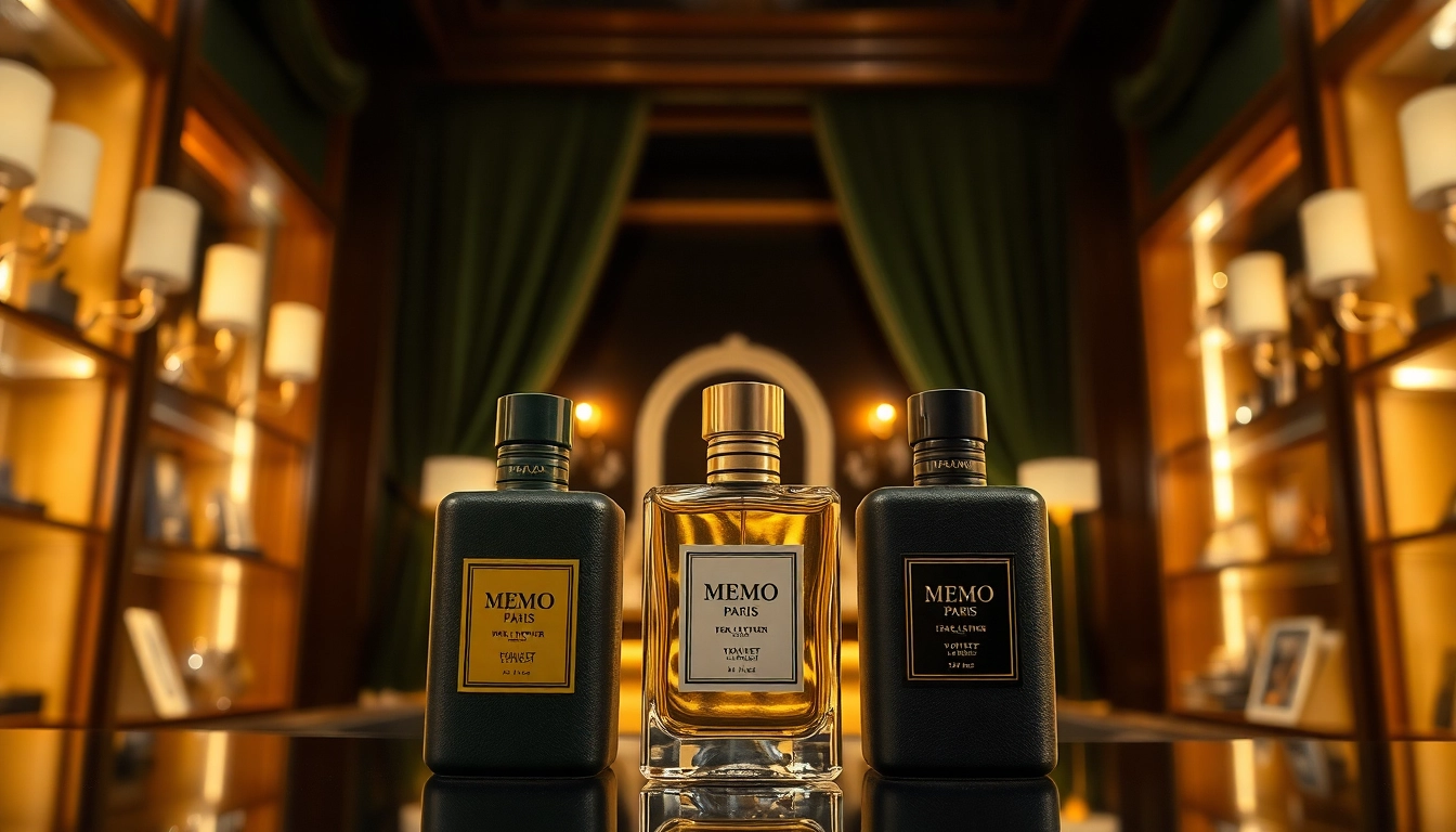 Explore the rich allure of irish leather memo paris showcased in an elegant perfume boutique.